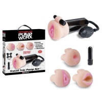 Набор Travel Trio Pump Set: помпа с грушей 3 насадки вибратор