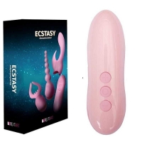 Нежно-розовый вибростимулятор ecstasy с насадками